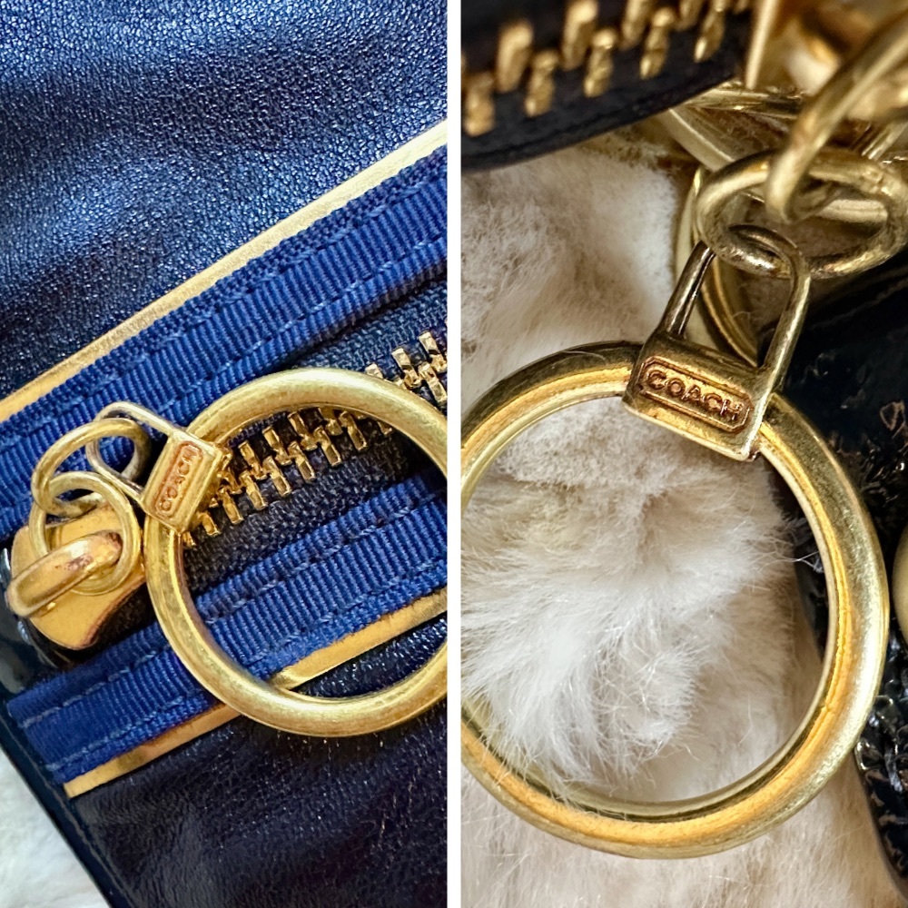 Coach Poppy Signature Sapphire Blue Leather Convertible Bag - Picture 12 of 17